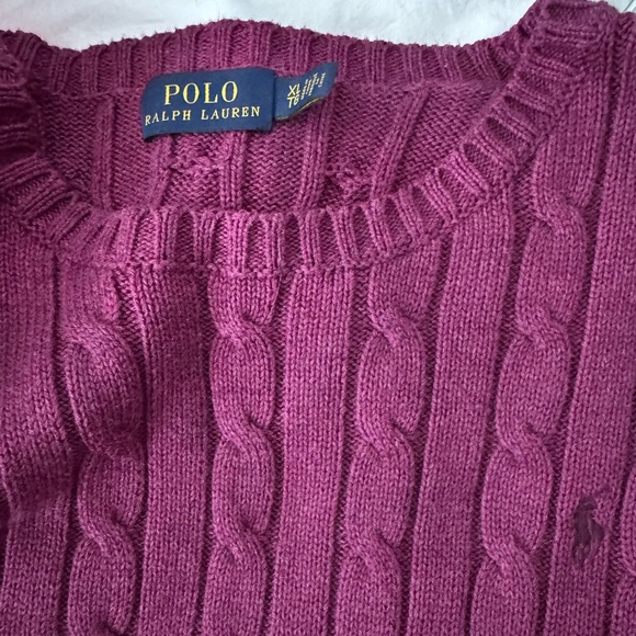 Polo Ralph Lauren dark pink purple cable knit sweater women’s XL - Picture 4 of 4